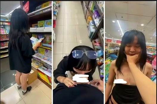 Cô gái trẻ quyến rũ giữa những kệ sách tối mật