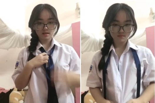 Nữ sinh kính cận cực phẩm, mông đẹp